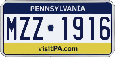 PA license plate MZZ1916