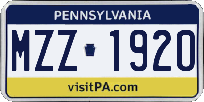 PA license plate MZZ1920