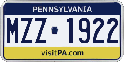PA license plate MZZ1922