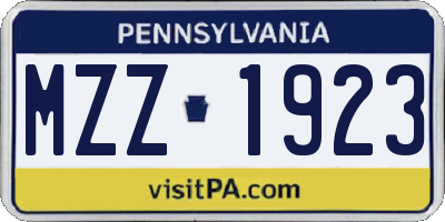 PA license plate MZZ1923