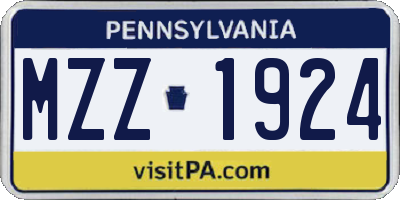 PA license plate MZZ1924