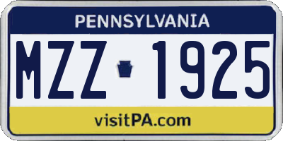 PA license plate MZZ1925