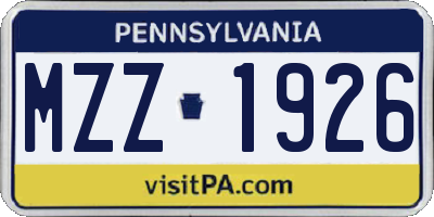 PA license plate MZZ1926