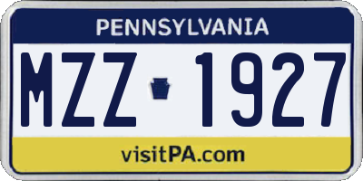 PA license plate MZZ1927