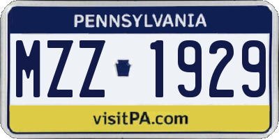 PA license plate MZZ1929