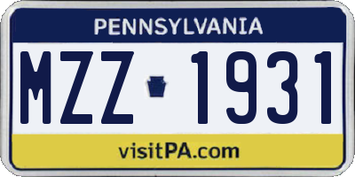 PA license plate MZZ1931