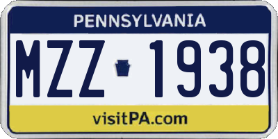 PA license plate MZZ1938