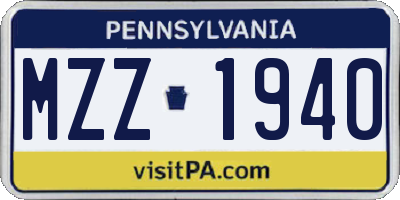PA license plate MZZ1940
