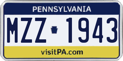 PA license plate MZZ1943