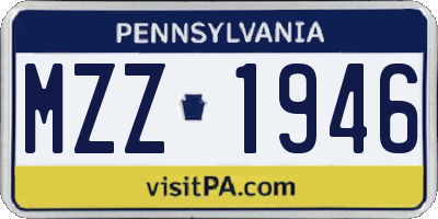 PA license plate MZZ1946