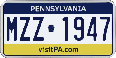 PA license plate MZZ1947