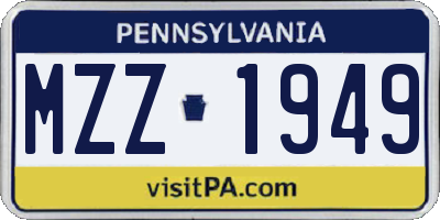 PA license plate MZZ1949