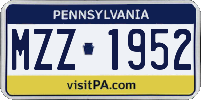 PA license plate MZZ1952