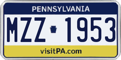 PA license plate MZZ1953