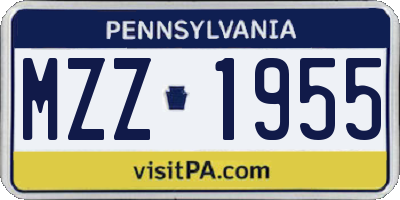 PA license plate MZZ1955