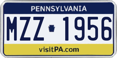 PA license plate MZZ1956