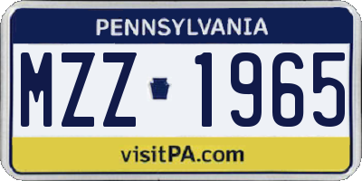 PA license plate MZZ1965