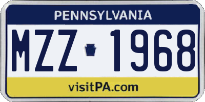 PA license plate MZZ1968