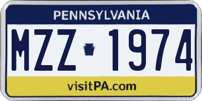 PA license plate MZZ1974