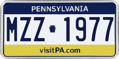 PA license plate MZZ1977