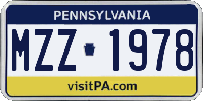 PA license plate MZZ1978