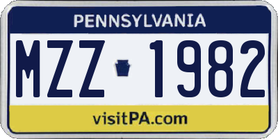 PA license plate MZZ1982