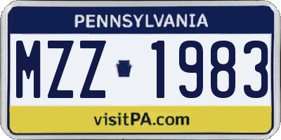 PA license plate MZZ1983