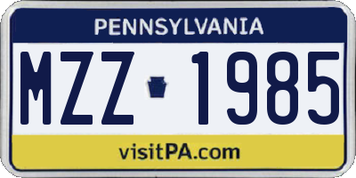 PA license plate MZZ1985