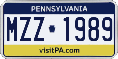PA license plate MZZ1989