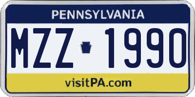 PA license plate MZZ1990
