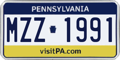 PA license plate MZZ1991