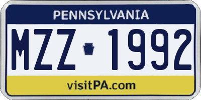 PA license plate MZZ1992