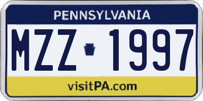 PA license plate MZZ1997