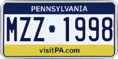 PA license plate MZZ1998