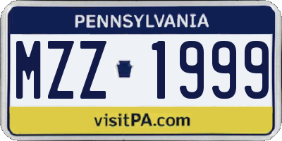 PA license plate MZZ1999