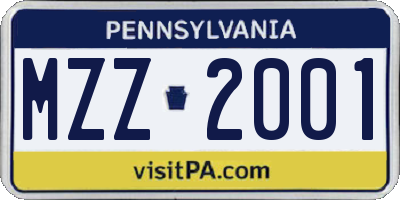 PA license plate MZZ2001