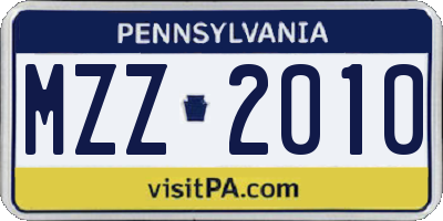 PA license plate MZZ2010