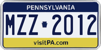 PA license plate MZZ2012