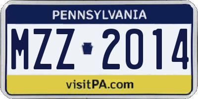PA license plate MZZ2014