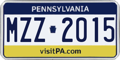 PA license plate MZZ2015