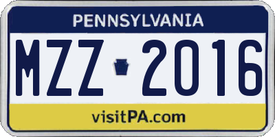 PA license plate MZZ2016