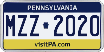 PA license plate MZZ2020