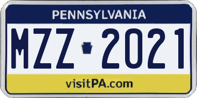 PA license plate MZZ2021