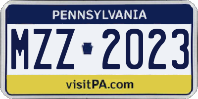 PA license plate MZZ2023