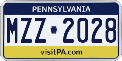 PA license plate MZZ2028