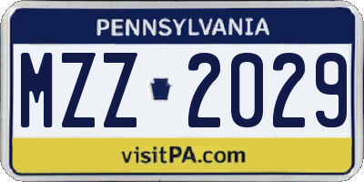 PA license plate MZZ2029