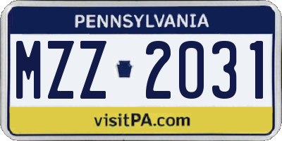 PA license plate MZZ2031