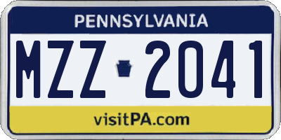 PA license plate MZZ2041