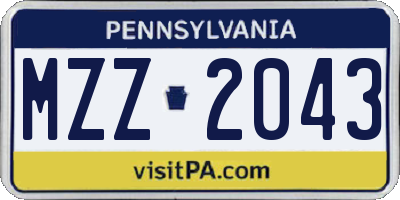 PA license plate MZZ2043