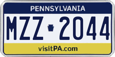 PA license plate MZZ2044